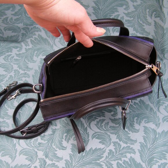 NEW Coach Bleeker Woven Leather Mini Riley Carryall in Blue Indigo/Black - Picture 9 of 11